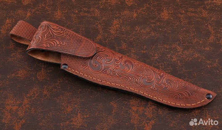 Нож Ирбис дамаск ламинированный с долом черный гра