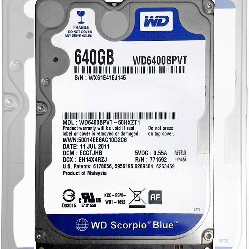 [WD6400BEVT] Жесткий Диск Western Digital 640gb Sata Wd6400bevt
