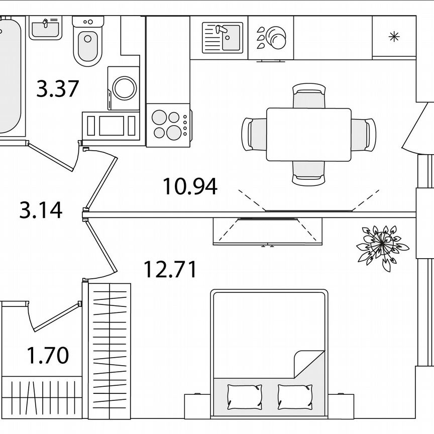 1-к. квартира, 33 м², 7/9 эт.