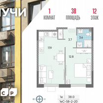 1-к. квартира, 38 м², 12/24 эт.