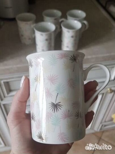Набор фарфоровых кружек новый(6шт)