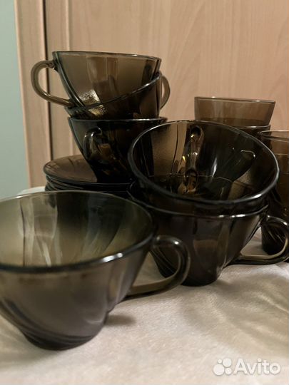 Чашка с блюдцем, стаканы