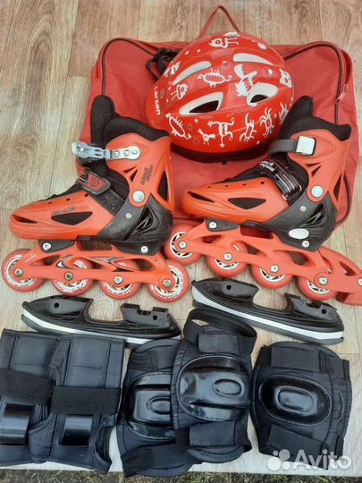 Детские ролики и защита 32 35