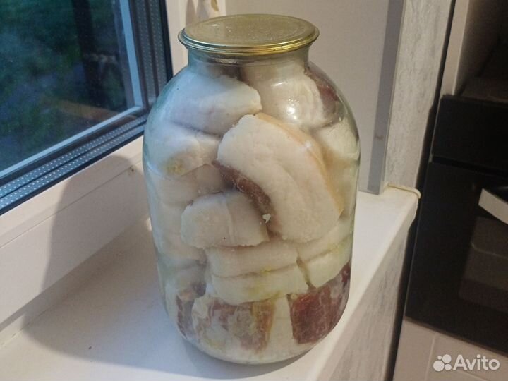 Сало соленое домашние в банке 2.5кг