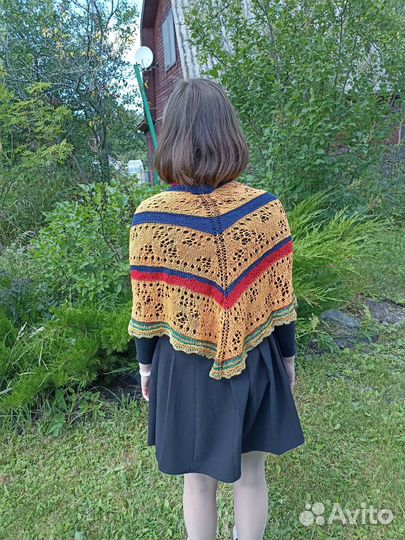 Вязаный платок, палантин, бактус ручная работа