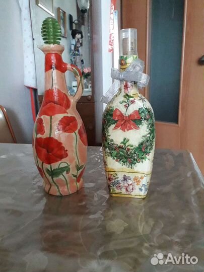Бутылка стеклянная декупаж