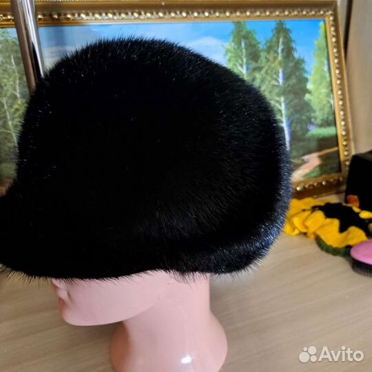 Берет норковый черный