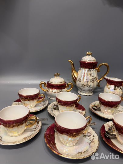 Кофейный сервиз Золотой Дракон фарфор гдр