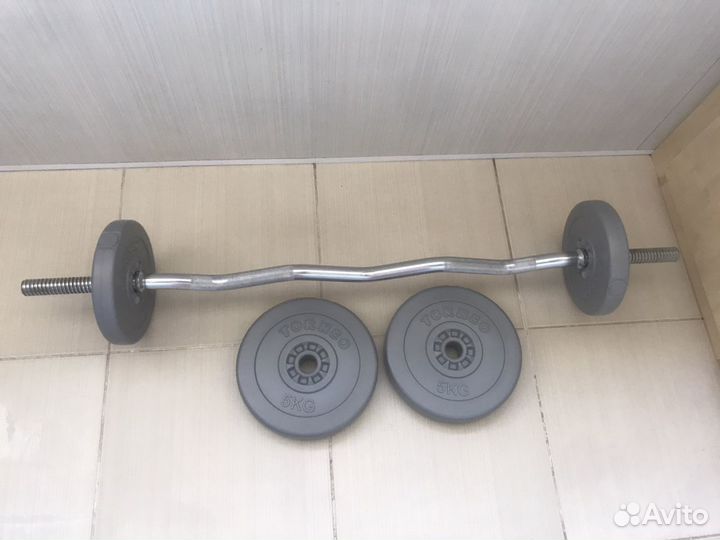 Штанга torneo и блины 2,5 и 5 кг