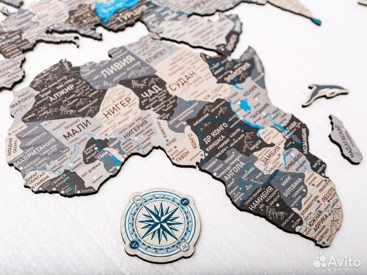 Деревянная карта мира настенная, Зеленоград