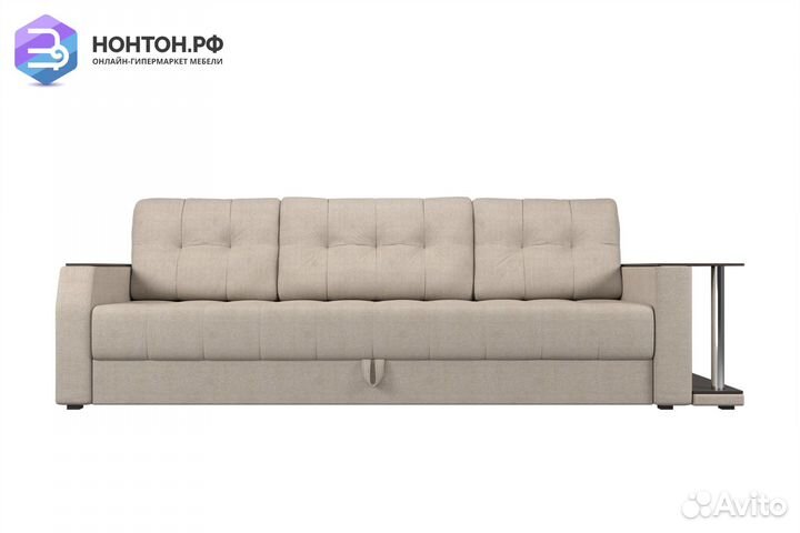 Диван еврокнижка Атлантида с баром рогожка бежевая