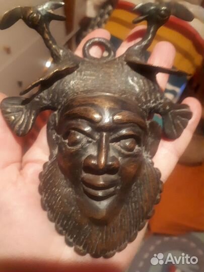 Маска Африка металл бронза настенный декор