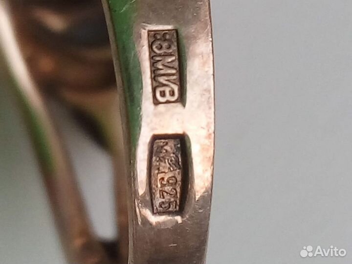 Серебряное кольцо 925 проба с позолотой 1998 год