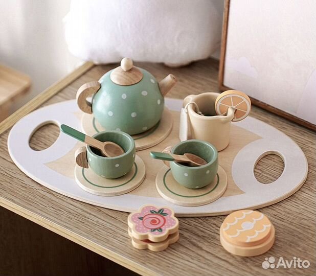 Набор детской деревяной игрушечной посуды