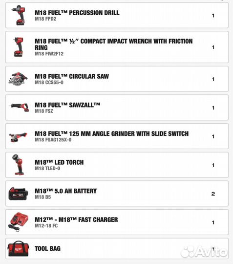 Набор инструментов Milwaukee M18 FPP6L2-502B
