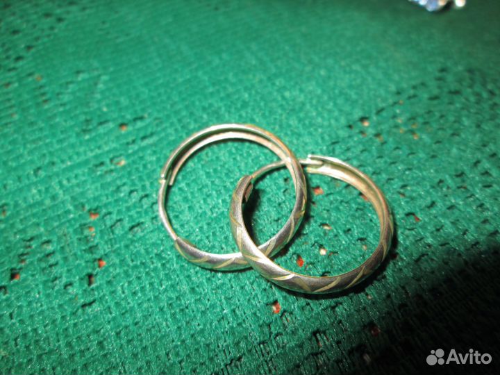 Серьги кольца,серебро,золото