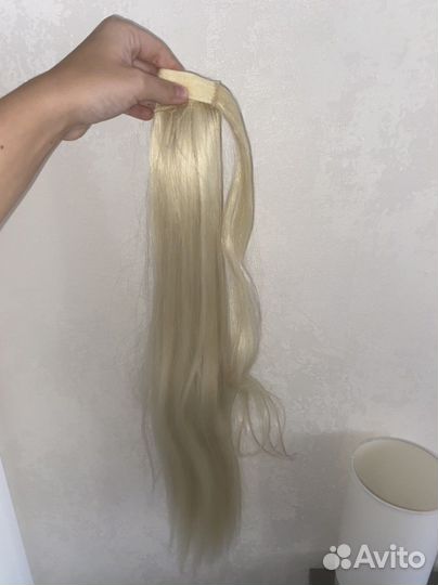 Хвост блонд на липучках