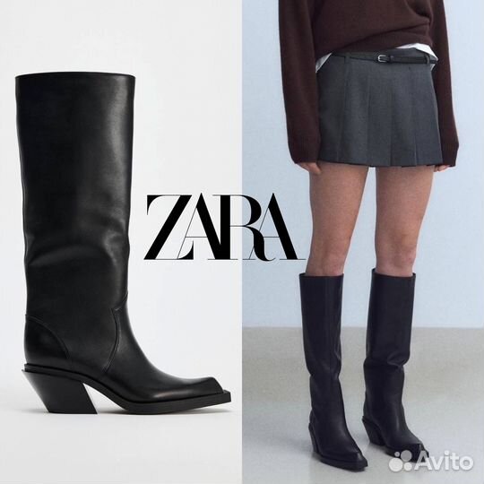 Сапоги Zara 100% натуральная кожа 35-42 под заказ