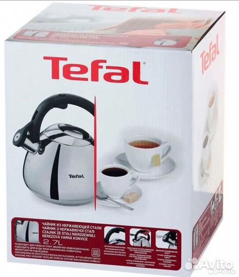 Чайник со свистком tefal SS K2481574, 2,7 л новый