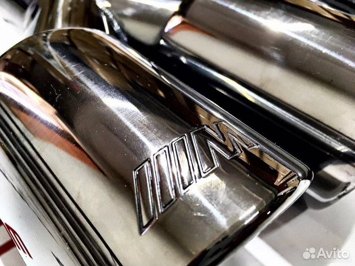 Насадки на выхлоп BMW двойные с лого M black 79 мм