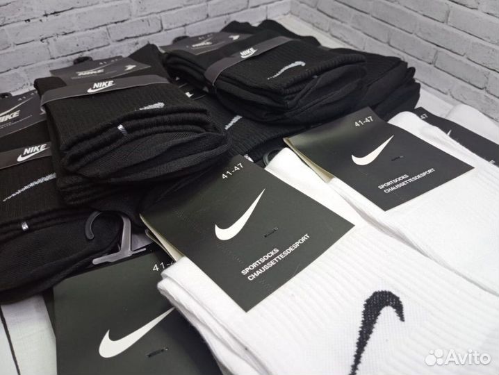 Белые чёрные носки Nike хлопок