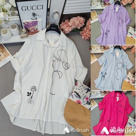 Блуза - рубашка Италия, хлопок, новое