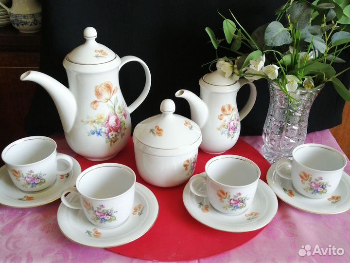 Чайный сервиз гдр кахла. Новый. 4 персоны