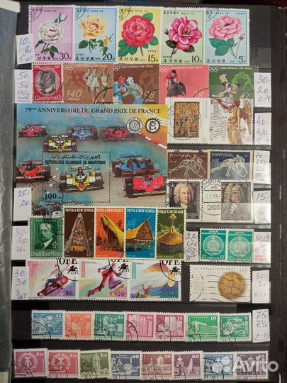 Иностранные гашеные марки в альбомном блоке