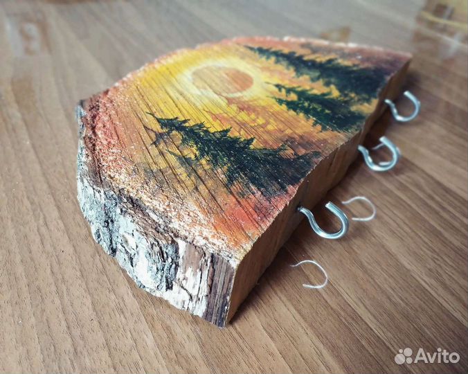 Ключница из спила дуба