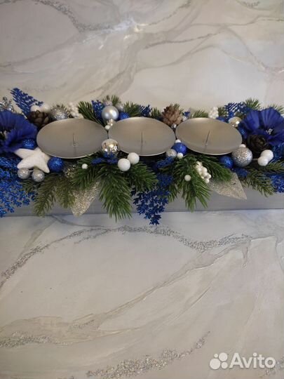 Подсвечник новогодний на 3 свечи