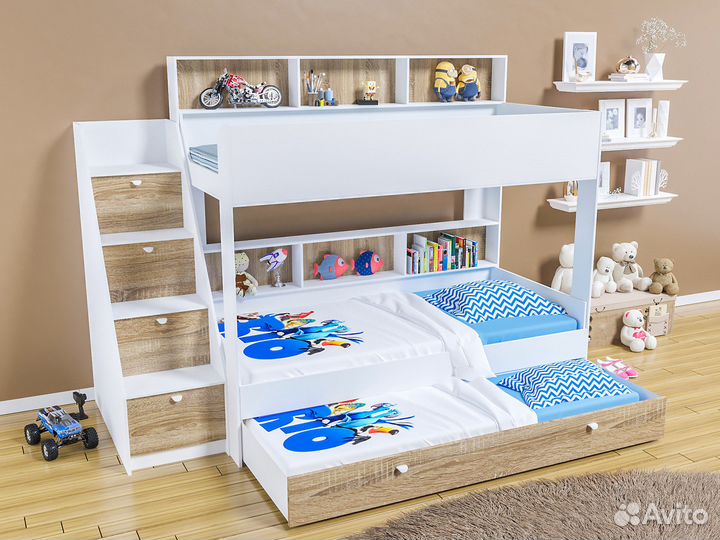 Кровать трёхъярусная для 3 детей Golden Kids 10.1