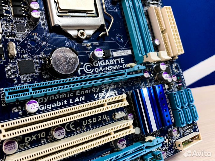 Материнская плата Gigabyte GA-H55M-D2H + процессор
