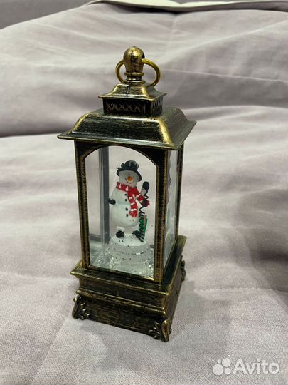 Навогодний светильник фонарь/часы с камином