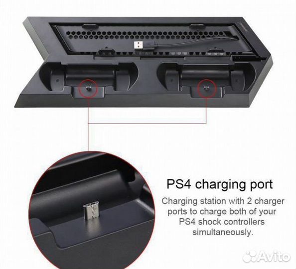 PS4 Slim/Pro Вертикальная зарядная станция Dobe