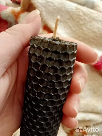 Свеча из вощины черная, очищающая,20см
