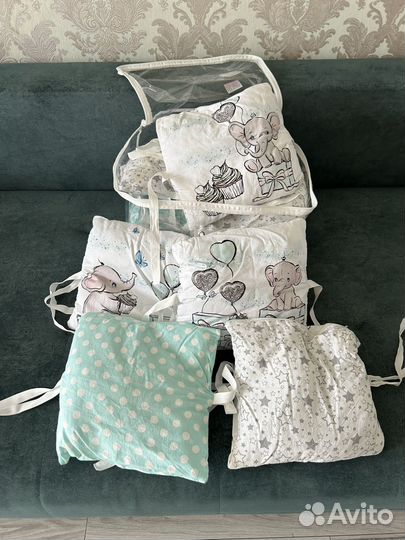 Бортики в кроватку детскую 12 подушек