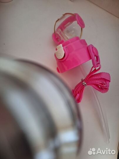 Термос детский с трубочкой и ремешком 500мл