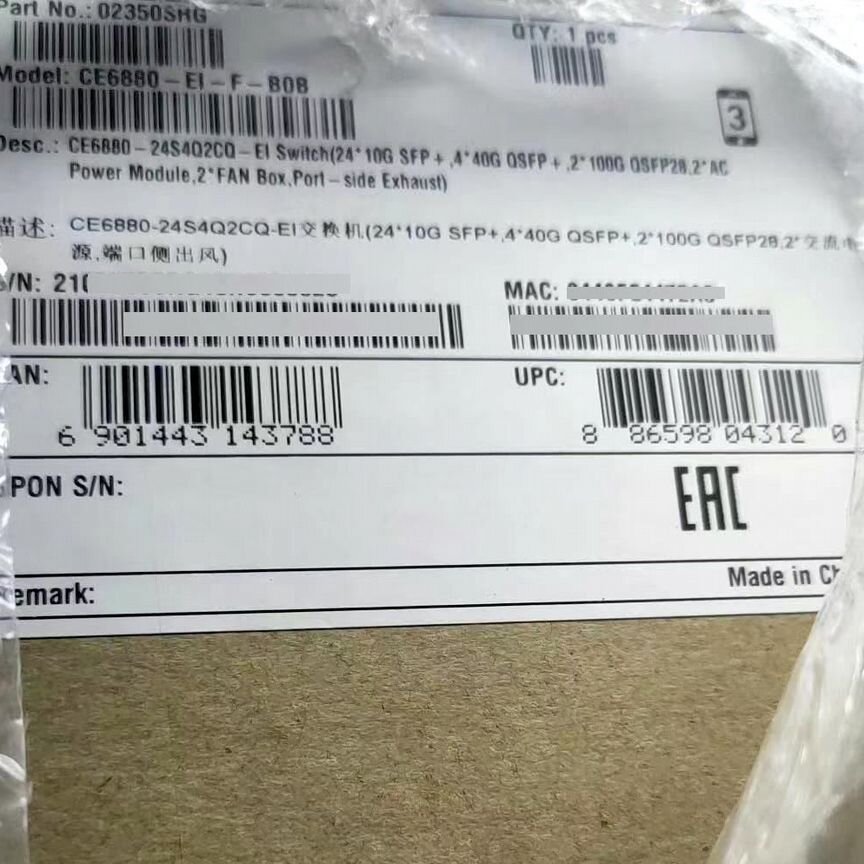 [CE6880-24S4Q2CQ-EI] Huawei 24*10g 4*40g 2*100g 2*Ac Ce6880-24s4q2cq-Ei