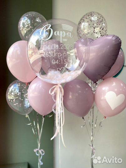 Воздушные шары на выписку из роддома, Гелиевые шар