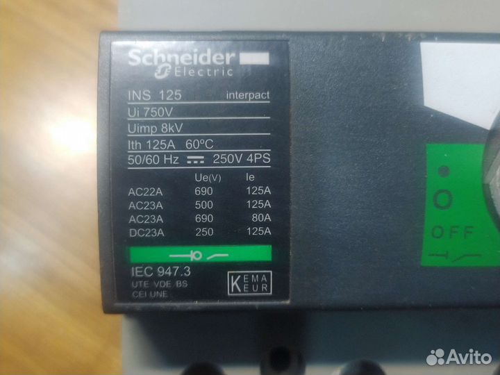 Рубильник Schneider electric INS 125 4P