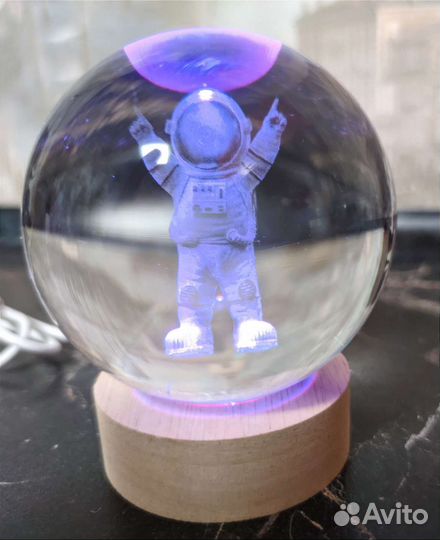 Светильник ночник Хрустальные 3D Шары 8см LED