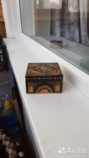 Шкатулка дерево узор солома