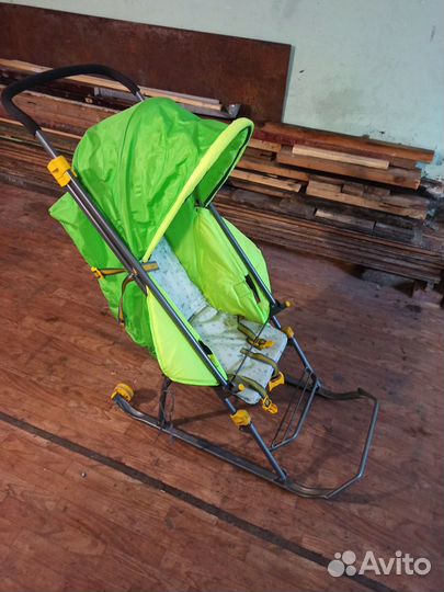 Детские санки коляска с колесами