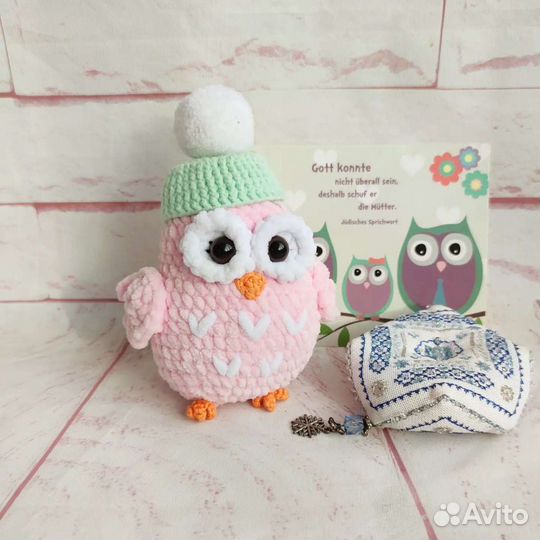 Вязаная мягкая плюшевая игрушка Совенок