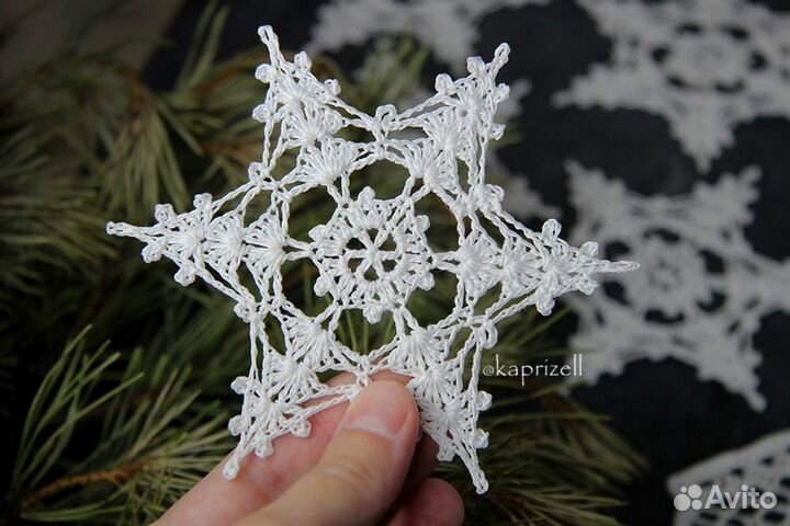 Вязаные снежинки, набор 10 шт. Новогодний декор