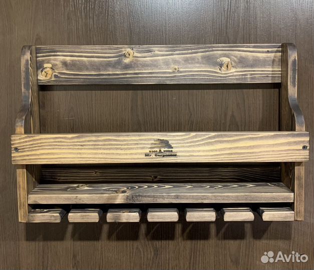 Подвесная полка для вина из массива