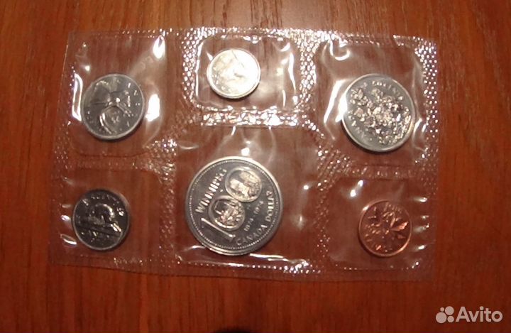 Набор 6 монет Канада 1974 + 1шт доллар 1974серебро