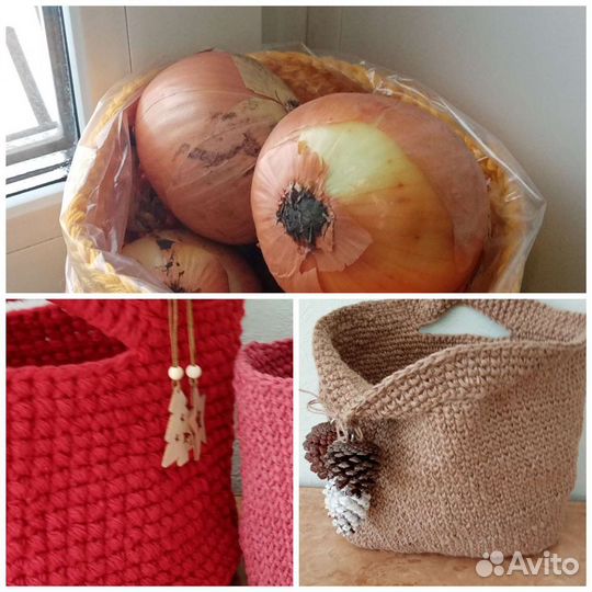 Вязаные корзинки в наличии и на заказ