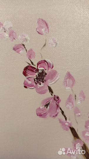 Картина сакура масло,холст