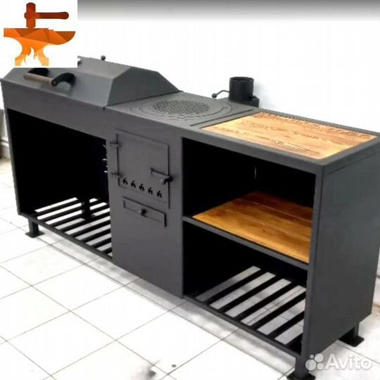 Мангал с печью и барбекю 4в1